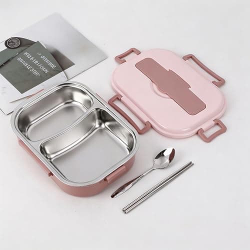 Stainless Steel Lunch Box, Bento Lunch Box Kids, Adult Meal Prep Boxes with Compartments Suitable for School Students and Travel — view 2