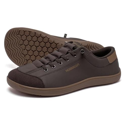 HOBIBEAR Womens Mens Wide Minimalist Barefoot Fashion Trainers Zero Drop Shoes Dark Brown — view 2