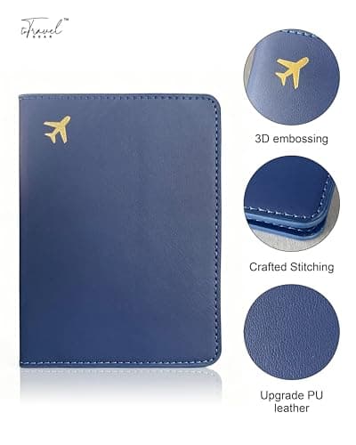 toTravelGear Passport Holder for Travel Essentials,RFID Blocking Passport Cover Case for Travel Accessories,Travel Wallet for Women Men, Navy Blue, 5.8 x 4.2 x 0.23 inches, Minimalist — view 5