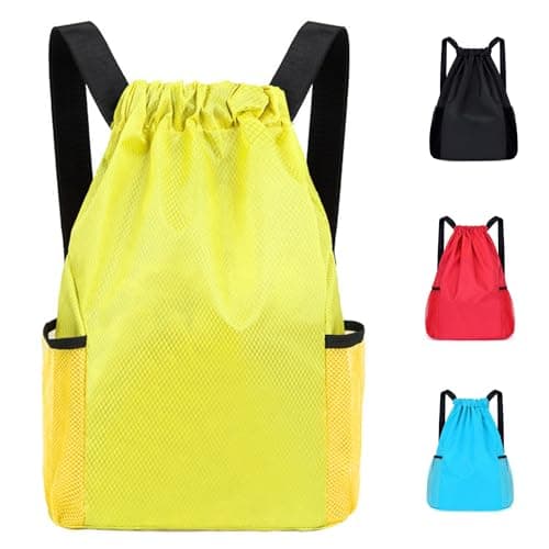 Didiseen Drawstring Bag Waterproof 50 * 44 cm Oxford Gym Sack Yellow