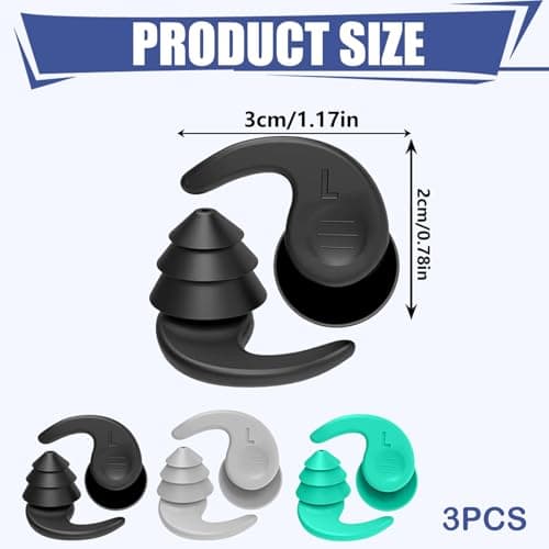 3 Pairs Waterproof Swimming Ear Plugs Reusable Silicone — view 2