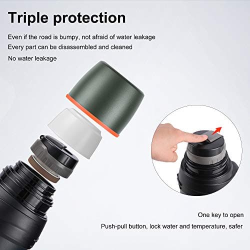 LOKPESCO Large Capacity Flask for Hot and Cold Drinks, 2L Stainless Steel Vacuum Insulated Coffee Thermo Flask with 2 Cups, Oversized Hot Water Bottles for Travel, 24hrs Hot/Cold, BPA Free, Leakproof — view 2