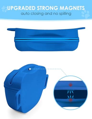 heouvo Dog Treat Pouch with Training Clicker, Upgrade Stronger Magnetic Closure to Avoid Spilling, 1.67 Cup Silicone Treat Bag Fanny Pack with Waist Belt for Pet Training Walking (Navy Blue) — view 4