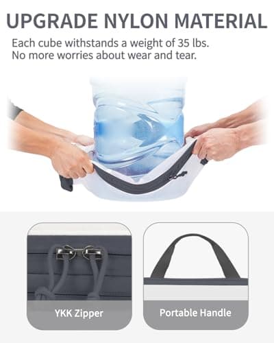 ECOHUB 6pcs Compression Packing Cubes Set for Backpack Suitcases, Expandable Travel Organiser with Shoes Bag, Ultra-resistant Packing Organiser for Carry On Luggage, Grey (Patent Pending) — view 3