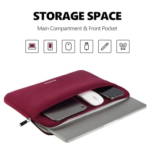 BAAGOAZ Laptop Sleeve 11-13 Inch MacBook Case Bag with Front Pocket, Red — view 2