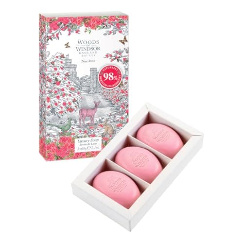 Woods of Windsor True Rose Moisturising Soap Bars with Shea Butter 3 x 60g