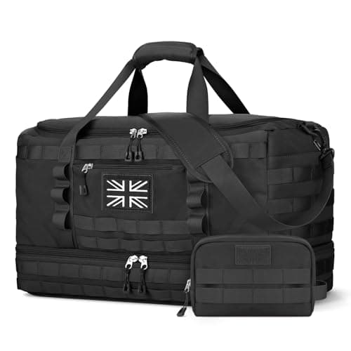 ETRONIK Travel Duffle Bag for Men, Tactical Gym Bag with Shoe Pocket, Black