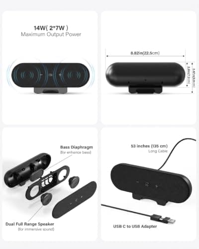 ZETIY USB Speaker Sound Bar, Monitor Speaker with Clip-on Design — view 6