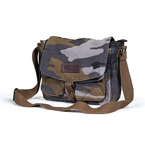 GOOTIUM Vintage Canvas Messenger Bag Men’s Crossbody Bag, Camouflage — view 4