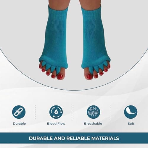 Hydrothotics Happy Feet Toe Alignment Separator Socks, Prevent Foot Cramps and hammertoes, Toe Separator Massage Socks, Teal, One size — view 4