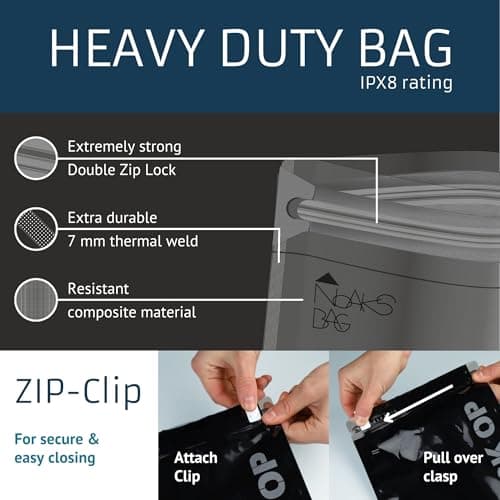 Noaks Bags 5 Pack Waterproof Bags IPX8 Air- and Odour Proof Travel Organizer Pack Sack, black, M | 5 bags, Pack sack — view 3