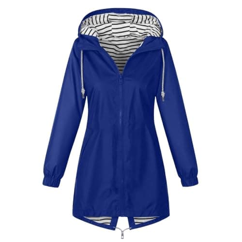 Gkojhj Lightweight Waterproof Jacket Womens, Casual Outdoor Raincoats with Hood, Breathable Zip Up Softshell Jackets with Pockets,Windbreaker Jacket Women-1 — view 4