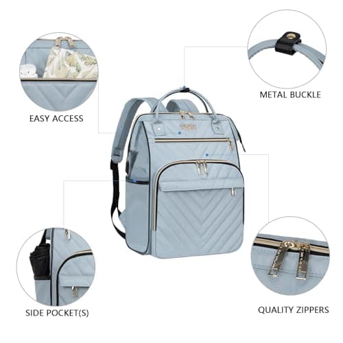 VANKEAN Laptop Backpack Women, 17.3 Inch Backpacks College Work Light Blue — view 6