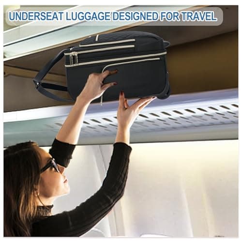 EMPSIGN 16" Underseat Cabin Bag with Wheels, Black-Gold Zipper — view 6