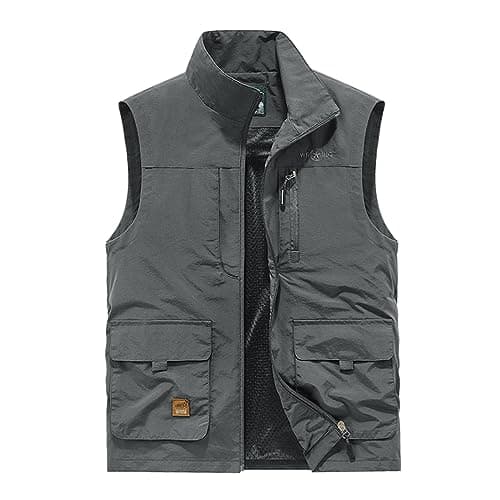 Men's Multi-Pocket Field Vest with Durable Oxford Fabric, Lightweight Fishing Jacket for Outdoor Work, Hiking, and Emergency Activities, Multiple Zippered Pockets for Tools and Gear, Black, Up to 3XL