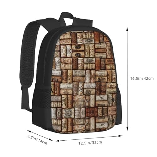 GaxfjRu Wine cork Print Large Capacity Travel Backpack Carry On Flight Approved Laptop Backpack-Personal Item Travel Bag, Black, One Size — view 2