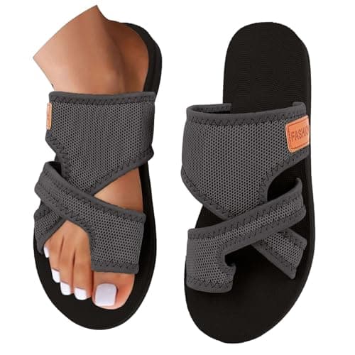 Orthopedic Sandals for Women UK, Comfortable Wide Fit Toe Loop Platform Walking Sandals Summer Casual Beach Holiday flip flops Breathable Mesh Crossover Slides Fashion Silent Shoes Non-Slip Daily — view 2