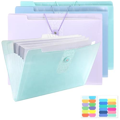 ASelected A4 Expanding File Organiser, 3 Pcs Large Capacity Poly Pockets Document Organiser, 12 Compartment Expandable Document Bag for Office, Business Trip, Home