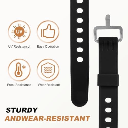 LOUMEVITA 2 Pcs Silicone Tie Down Strap, 70cm / 28 inch Versatile Wear Resistant Silicone Securing Strap with Metal Buckle for Luggage Binding Outdoor Equipment Sorting,Black — view 4