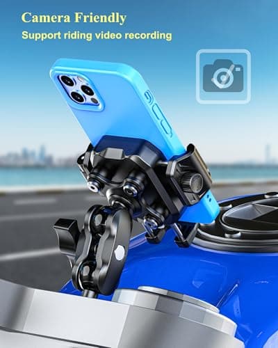 BRCOVAN Motorcycle Fork Stem Phone Mount with Vibration Dampener, Anti-Theft Motorcycle Cellphone Holder, [Camera Friendly] [1s Lock & Release] Adjustable mobile phone Cradle Fit 5.4~7.2" Smartphones — view 6