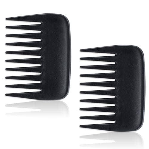 2 Pcs Wide Tooth Comb, Pocket Small Travel Mini Curly Hair Wallet Shower Styling Comb Suitable for Women and Men Straight, Curly, Wet and Dry Hair for Travel and Home Use, Black