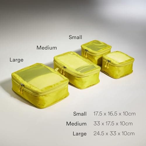 ANTLER - Compression Packing Cubes, Set of 4 Essential Packing Cubes for Suitcases and Backpacks - Holiday, Travel & Accessories Organiser, Easy Clothes and Shoe Storage - Gorse Yellow — view 3