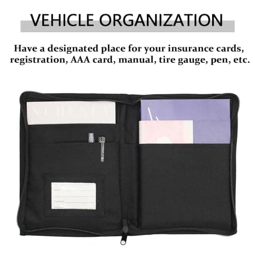 YDHfdc Car Document Holder Glove Box Organiser A5 Document Holder Multi-Pocket Oxford Fabric Document Organiser with Zipper for Glove Box,Registration,Driving Licence,Insurance,Manuals — view 4