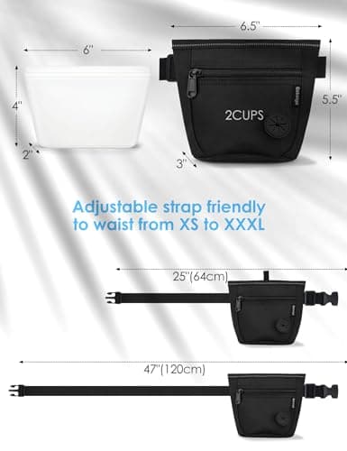 Gobeigo【Silicone Insert Bag Version】 Dog Treat Pouch and Training Clicker, 2 Pair Magnetic Closure, 2 Cup Walking Fanny Pack with Poop Bag Dispenser, Metal Belt Clip &Waist Strap — view 6