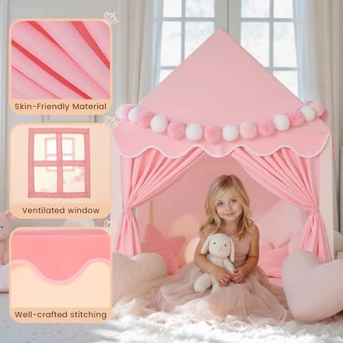 Wilwolfer Kids Play Tents for Toddlers Kids Tents Indoor Playhouse - Princess Tent for Girls Toy House Gift (Pink Play Tent) — view 3