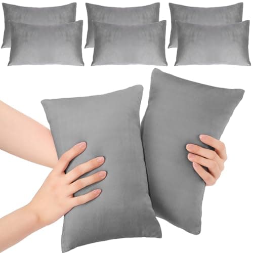 Geelin 6 Pack Small Pillows 11"x7" Microfiber Mini Pillows for Travel, Sleeping, Nap Tiny Soft Machine Washable Cushion for Pets, Dogs Neck, Wrist, Knee, Lumbar Support (Gray)