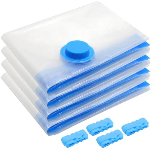 4 Pcs Space Saver Bags Vacuum Storage Bags Small Compression Zipper Storage Bags Vacuum Pack Bags for Clothes, Vacuum Bags for Clothes Travel Home, with Airtight Valve, 60 x 40 cm