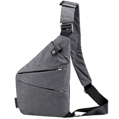 Dinhauyon Waterproof Chest Daypack, Anti Theft Chest Pocket with Adjustable 80-110cm Strap, Men Canvas Crossbody Bag, Casual Sling Shoulder Backpack, for Travel Outdoor Cycling Hiking