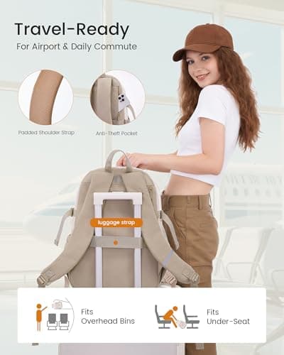 LOVEVOOK Backpack Womens, School Bags for Girls, 15.6 inch Laptop Rucksack for Ladies Lightweight Travel Backpack with Large Cup Pocket, Waterproof Casual Daypacks for Secondary College Work Hiking — view 4
