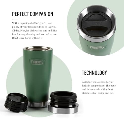Thermos Icon Rock Cap Green Travel Coffee Tumbler (470ml) 7h Hot | 22h Cold — view 4
