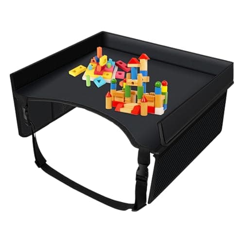 Kids Travel Tray - Toddler Car Seat Lap Tray Carseat Table | Lap Foldable Desk Organizer with Adjustable Straps Carseat Table for Outdoor Drawing Roadtrip Activities