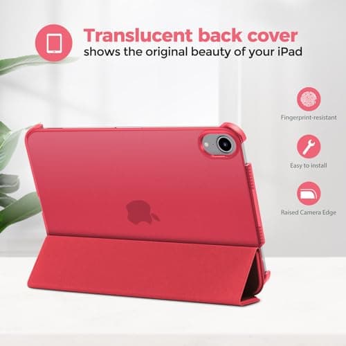 ProCase Smart Case for iPad Mini 7 (A17 Pro 2024)/ Mini 6 2021 8.3 Inch, Hard Back Cover for iPad Mini 7th/6th Generation A2995/A2996/A2993/A2567/A2568/A2569 -Red — view 3