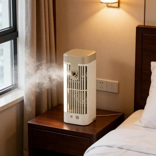 Mini Evaporative Air Cooler for Bedroom Desk Quiet USB Fan with Mist Spra — view 2