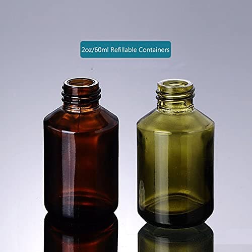 L-Lei 2PCS 60ml/2oz Glass Foundation Bottle & Spray Bottle,Refillable Travel Containe for Cosmetic Perfume Skincare Makeup Lotion, Green,brown — view 4