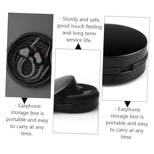 Black Aluminium Alloy Headphone Storage Case, Shockproof Portable — view 3