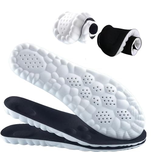Memory Foam Insoles, Cuttable Arch Support Anti-Fatigue Pain Relief Massage Insert, Cushion Replacement Soles for Trainers Sneakers Sports Shoes Work Boots for Men & Women(UK7-UK9.5)