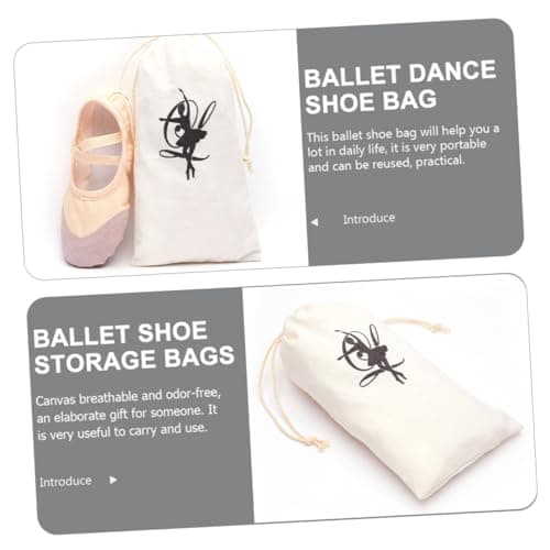 BIUDECO 5pcs Canvas Ballet Shoe Storage Bags Drawstring Design Lightweight Odor-Free Dance Shoe Carrying Bags for Boys and Girls Travel Organiser — view 6