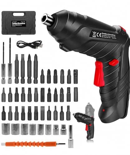 Electric Drill Screwdriver, 49 in 1 Portable Cordless Screwdriver Set Rotated 90 Degrees Electric Screwdrivers Cordless Handle with Led Worklight and Charger for Home Office DIY Tools