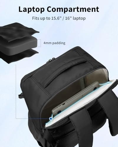 ECOHUB for Ryanair Cabin Bags 40x30x20, 24L Womens Travel Backpack Underseat Carry On Rucksack with Laptop Compartment, Recycled Water-resistant Hand Luggage Bag for Flight Overnight, Classic Black — view 4