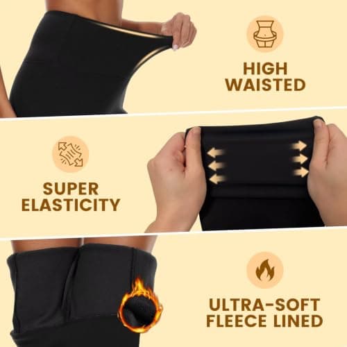 TNNZEET 2 Pack Thermal Leggings Women UK High Waisted Fleece Lined Pants — view 4