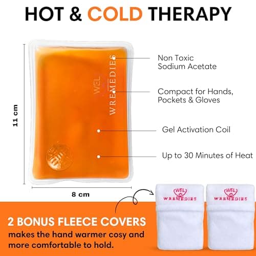Wremedies for Easier Living Reusable Hand Warmers Gel Click & Heat for Cold Hands Pack of 4 Heat Pads Pocket Warmers Instant Heat Arthritis Aid No Electric Required — view 2