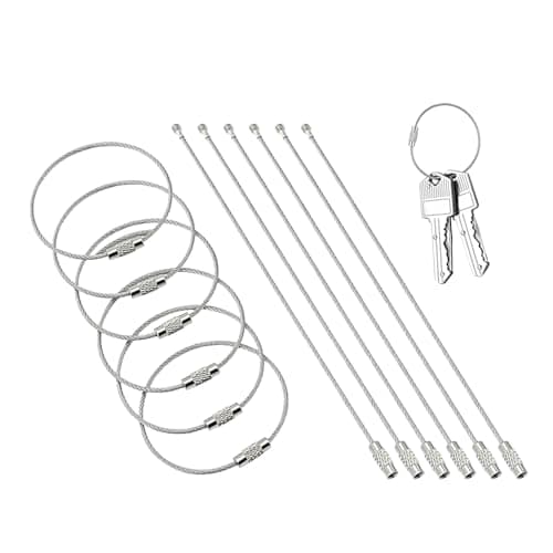 VBSYUYQ 12 Pcs Stainless Steel Wire Keychains 2 Sizes for Luggage Tags