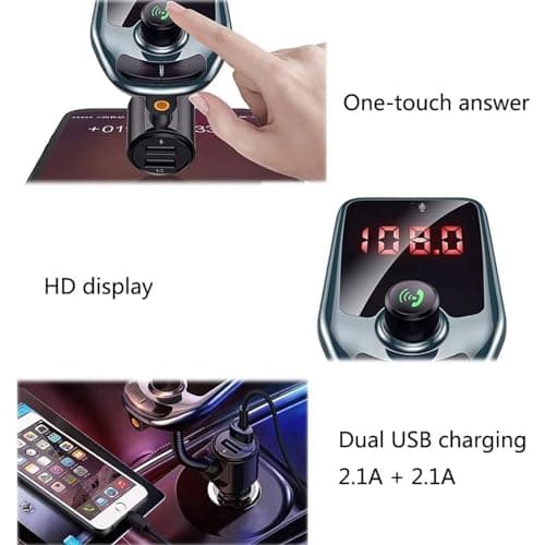 YSAMAX Bluetooth FM Transmitter Kit, Wireless Car Radio Adaptor, Universal Dual USB Charging, Supports Music Player, TF Cards And USB, Display Screen, Best Gift Choice — view 5