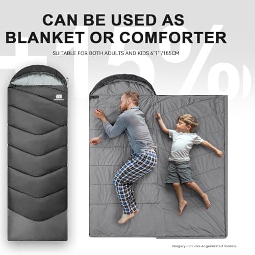 TANSTRIDER Sleeping Bags for Adults Teens, 4 Season Camping Sleeping Bag Waterproof,Machine Washable Backpacking Gear for Cool Weather,Outdoor Tent Hiking,with Compression Sack,220x80cm,1.8kg — view 3