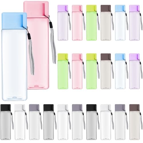 24 Bulk Water Bottles and Sports Bottles, 500ml Plastic Bottles with Straps