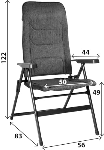 Brunner Aravel Vitachic Caravan Chair Salt & Pepper, Folding Reclining Outdoor Chair, Lightweight Aluminium Frame, Breathable Quick Dry 3Durafeel Fabric, Garden, Camping & Motorhome Chair (Medium) — view 2